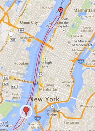 Route sailed with proposal marker